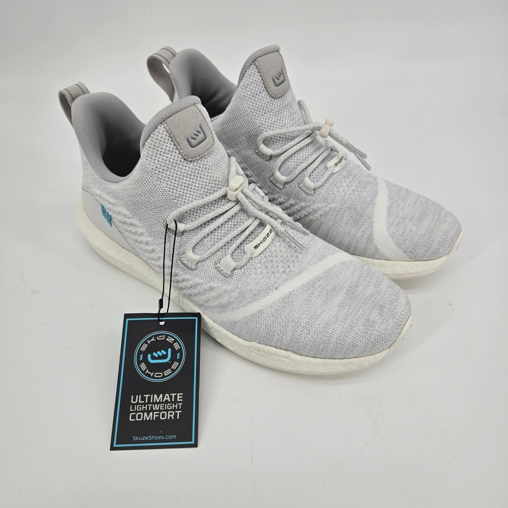 Skuze Milano Knit Grey White Zero-Grav Slip On Sneakers Mens 10‎ Womens 11.5
